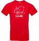 T-Shirt lustige Tiere mit Wunschnamen Einhornnilpferd, Einhorn, Nilpferd  rot, L