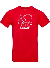 T-Shirt lustige Tiere mit Wunschnamen Einhornnilpferd, Einhorn, Nilpferd  rot, L