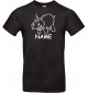 T-Shirt lustige Tiere mit Wunschnamen Einhornnilpferd, Einhorn, Nilpferd  schwarz, L