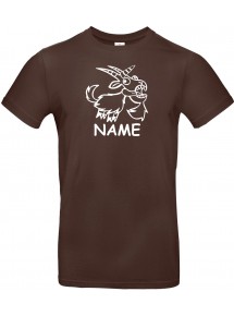T-Shirt lustige Tiere mit Wunschnamen Einhornziege, Einhorn, Ziege  braun, L