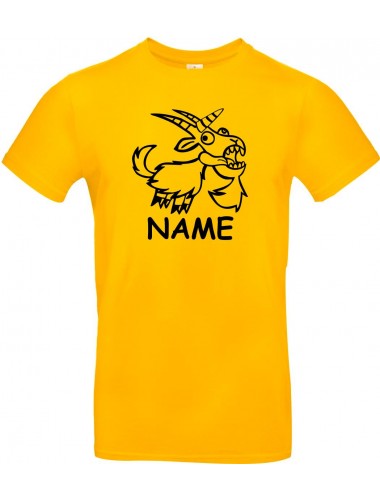 T-Shirt lustige Tiere mit Wunschnamen Einhornziege, Einhorn, Ziege  gelb, L