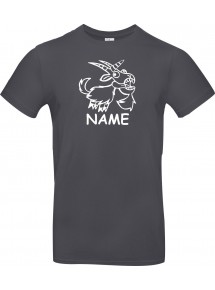 T-Shirt lustige Tiere mit Wunschnamen Einhornziege, Einhorn, Ziege  grau, L