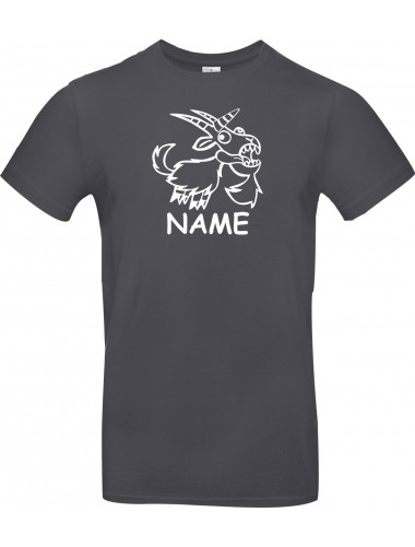 T-Shirt lustige Tiere mit Wunschnamen Einhornziege, Einhorn, Ziege  grau, L