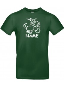T-Shirt lustige Tiere mit Wunschnamen Einhornziege, Einhorn, Ziege  grün, L