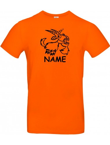 T-Shirt lustige Tiere mit Wunschnamen Einhornziege, Einhorn, Ziege  orange, L
