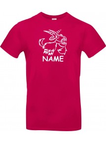 T-Shirt lustige Tiere mit Wunschnamen Einhornziege, Einhorn, Ziege  pink, L