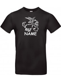 T-Shirt lustige Tiere mit Wunschnamen Einhornziege, Einhorn, Ziege  schwarz, L