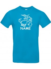 T-Shirt lustige Tiere mit Wunschnamen Einhornziege, Einhorn, Ziege  türkis, L