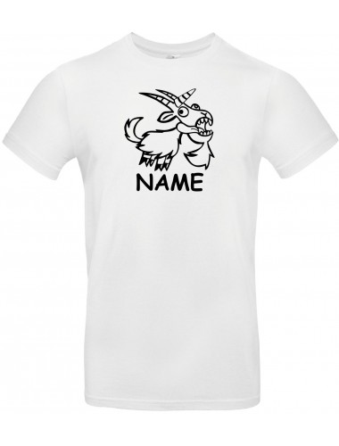 T-Shirt lustige Tiere mit Wunschnamen Einhornziege, Einhorn, Ziege  weiss, L