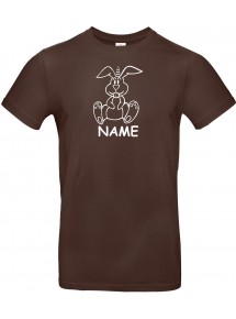T-Shirt lustige Tiere mit Wunschnamen Einhornhase, Einhorn, Hase  braun, L