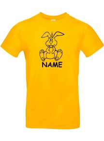T-Shirt lustige Tiere mit Wunschnamen Einhornhase, Einhorn, Hase  gelb, L