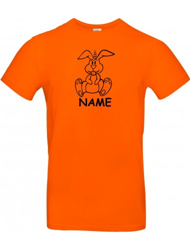 T-Shirt lustige Tiere mit Wunschnamen Einhornhase, Einhorn, Hase  orange, L