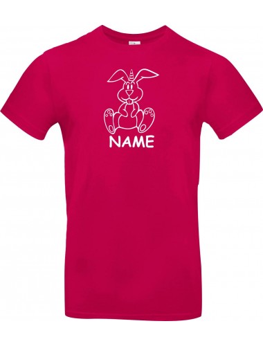 T-Shirt lustige Tiere mit Wunschnamen Einhornhase, Einhorn, Hase  pink, L