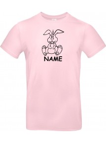 T-Shirt lustige Tiere mit Wunschnamen Einhornhase, Einhorn, Hase  rosa, L