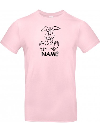 T-Shirt lustige Tiere mit Wunschnamen Einhornhase, Einhorn, Hase  rosa, L