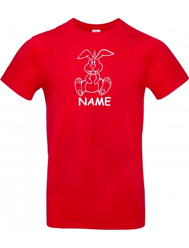 T-Shirt lustige Tiere mit Wunschnamen Einhornhase, Einhorn, Hase  rot, L