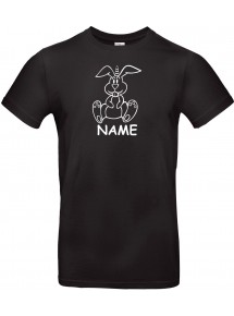 T-Shirt lustige Tiere mit Wunschnamen Einhornhase, Einhorn, Hase  schwarz, L