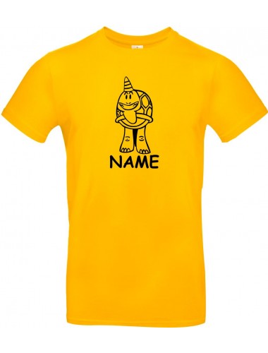 T-Shirt lustige Tiere mit Wunschnamen Einhornschildkröte, Einhorn, Schildkröte gelb, L