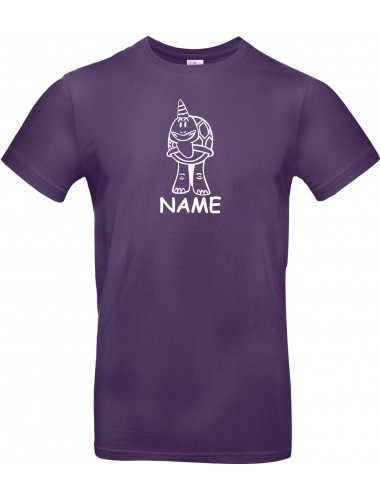 T-Shirt lustige Tiere mit Wunschnamen Einhornschildkröte, Einhorn, Schildkröte lila, L