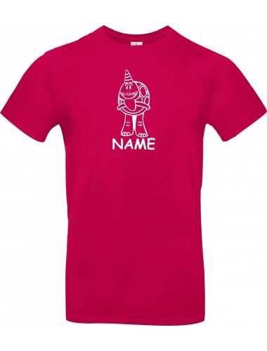 T-Shirt lustige Tiere mit Wunschnamen Einhornschildkröte, Einhorn, Schildkröte pink, L