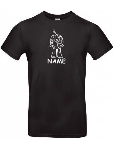 T-Shirt lustige Tiere mit Wunschnamen Einhornschildkröte, Einhorn, Schildkröte schwarz, L