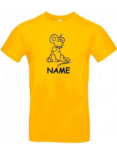 T-Shirt lustige Tiere mit Wunschnamen Einhorn Maus , Einhorn, Maus  gelb, L