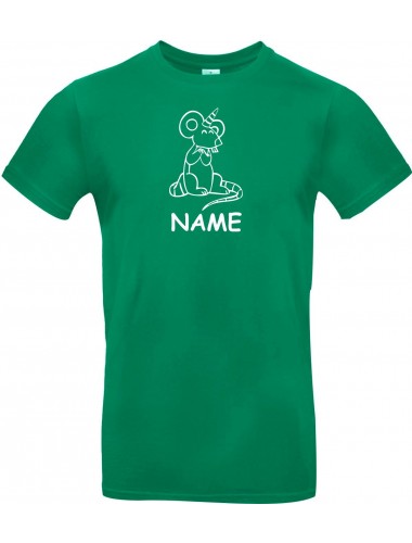 T-Shirt lustige Tiere mit Wunschnamen Einhorn Maus , Einhorn, Maus  kelly, L