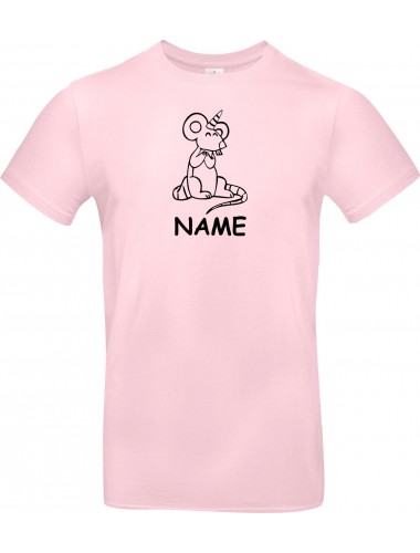 T-Shirt lustige Tiere mit Wunschnamen Einhorn Maus , Einhorn, Maus  rosa, L