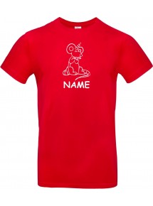 T-Shirt lustige Tiere mit Wunschnamen Einhorn Maus , Einhorn, Maus  rot, L