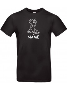 T-Shirt lustige Tiere mit Wunschnamen Einhorn Maus , Einhorn, Maus  schwarz, L