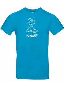 T-Shirt lustige Tiere mit Wunschnamen Einhorn Maus , Einhorn, Maus  türkis, L