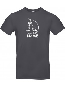 T-Shirt lustige Tiere mit Wunschnamen Einhornpinguin, Einhorn, Pinguin grau, L