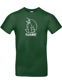 T-Shirt lustige Tiere mit Wunschnamen Einhornpinguin, Einhorn, Pinguin grün, L