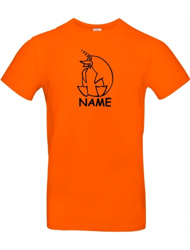 T-Shirt lustige Tiere mit Wunschnamen Einhornpinguin, Einhorn, Pinguin orange, L