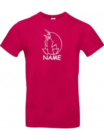 T-Shirt lustige Tiere mit Wunschnamen Einhornpinguin, Einhorn, Pinguin pink, L