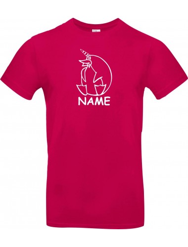 T-Shirt lustige Tiere mit Wunschnamen Einhornpinguin, Einhorn, Pinguin pink, L