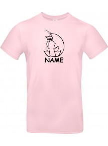 T-Shirt lustige Tiere mit Wunschnamen Einhornpinguin, Einhorn, Pinguin rosa, L