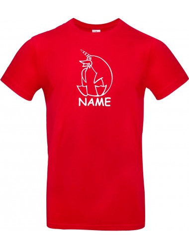 T-Shirt lustige Tiere mit Wunschnamen Einhornpinguin, Einhorn, Pinguin rot, L