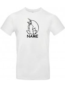 T-Shirt lustige Tiere mit Wunschnamen Einhornpinguin, Einhorn, Pinguin weiss, L