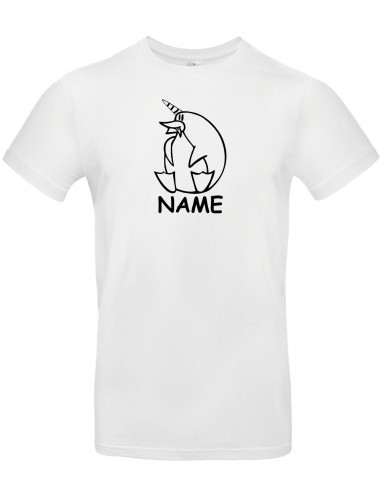 T-Shirt lustige Tiere mit Wunschnamen Einhornpinguin, Einhorn, Pinguin weiss, L