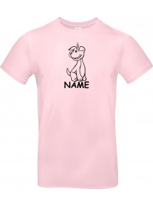 T-Shirt lustige Tiere mit Wunschnamen Einhornhund, Einhorn, Hund  rosa, L