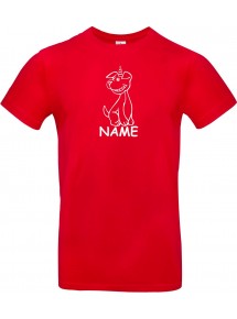 T-Shirt lustige Tiere mit Wunschnamen Einhornhund, Einhorn, Hund  rot, L