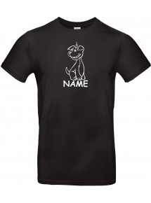T-Shirt lustige Tiere mit Wunschnamen Einhornhund, Einhorn, Hund  schwarz, L