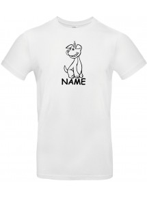 T-Shirt lustige Tiere mit Wunschnamen Einhornhund, Einhorn, Hund  weiss, L