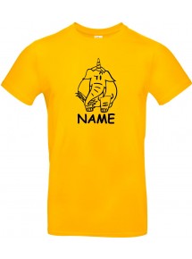 T-Shirt lustige Tiere mit Wunschnamen Einhornelefant, Einhorn, Elefant gelb, L