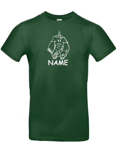 T-Shirt lustige Tiere mit Wunschnamen Einhornelefant, Einhorn, Elefant grün, L