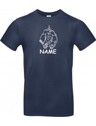 T-Shirt lustige Tiere mit Wunschnamen Einhornelefant, Einhorn, Elefant navy, L