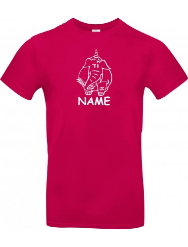 T-Shirt lustige Tiere mit Wunschnamen Einhornelefant, Einhorn, Elefant pink, L