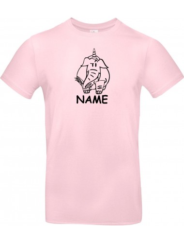 T-Shirt lustige Tiere mit Wunschnamen Einhornelefant, Einhorn, Elefant rosa, L