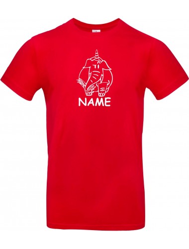T-Shirt lustige Tiere mit Wunschnamen Einhornelefant, Einhorn, Elefant rot, L